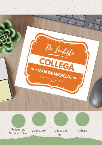 Akyol - de leukste collega Muismat - Collega - beste collega - werk - afscheidscadeau - verjaardagscadeau - kado - 23 bij 19 cm