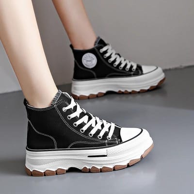 Designer Schoenen voor Dames Nieuwe High Top Dames Canvas Schoenen Lente Herfst Plus Size Platform Casual Hardlopen Sportschoenen 40 white