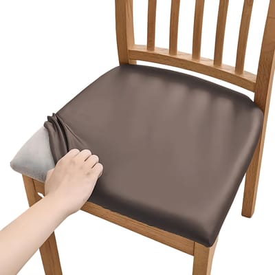 Waterdichte PU Stoelkussenhoes – Lederen Zitkussenhoes voor Keuken-, Eetkamer- en Bistrostoelen, Kussenhoes, Comfortabel Zitkussen, Effen Kleur, Stoelbescherming, Keuken- en Eetkamerdecoratie-Bruin