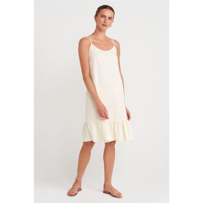 Mouwloze Midi Slip Dress Met Rimpeldetail