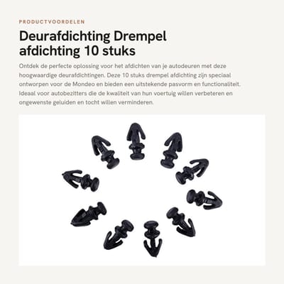 Dailygoods- Deurafdichting 10 Stuks - Deurafdichtingskit - Afdichtingsstrip - Drempelafdichting - Bevestigingsclip - Onafhankelijke Opbergdoos