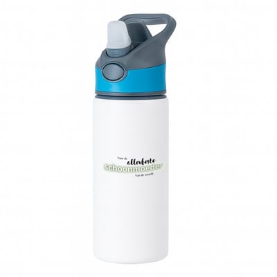 Hacebo® - voor de allerbeste schoonmoeder van de wereld waterfles met rietje blauw - de beste schoonmoeder - Moeder cadeautjes - moederdag - verjaardagscadeau - verjaardag - cadeau - geschenk - kado - gift - water fles - 650ML