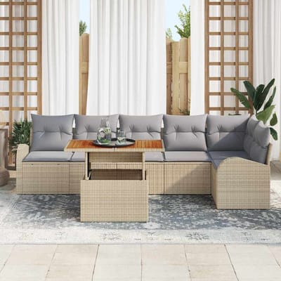 vidaXL - Tuinbank - Set - 7 - st - beige - en - lichtgrijs