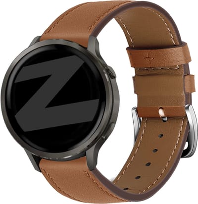 Bandz Leren bandje 'Deluxe' 20mm geschikt voor Garmin Vivoactive 6 / 5 / 3 / Vivomove / 3 / HR / Style / Luxe / Sport / Trend / Forerunner 645 / 570 / 245 / 170 / 165 / 70 / 55 / Venu / SQ / SQ2 / 2 Plus / Approach S12 / S40 / S42 / S44 - Bruin
