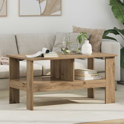 vidaXL - Salontafel - Artisan - Eiken - 90 - x - 50 - x - 45 - cm - Bewerkt - hout