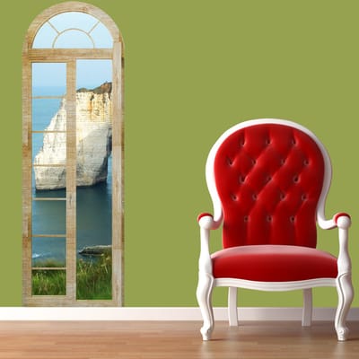 Trompe l'oeil sticker van de kliffen van Étretat, 30 x 90 cm