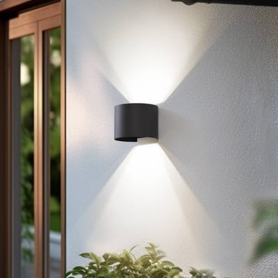 Lindby Smart LED buiten wandlamp Dara grijs rond CCT RGB Tuya