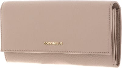 COCCINELLE Leren Portemonnee Metallic Soft Wallet Powder Pink Beige
