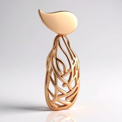 Cavill - 925 Sterling Zilver Hanger - 18K Roségoud Verguld - Filigrain Opengewerkt - Organische Lijnen - Modern Elegant - 40x15 mm