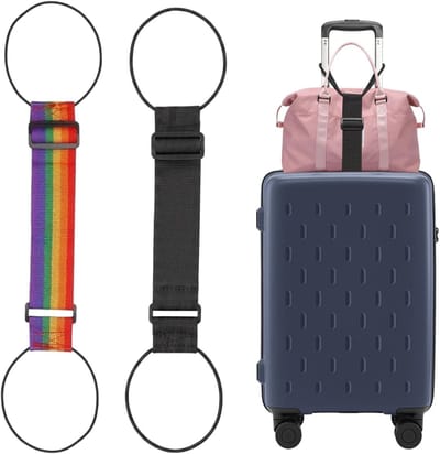 Verstelbare Elastische Kofferspanners, 2 Stuks, Ideaal voor Extra Bagage en Reisgemak, Zwart en Kleurrijk