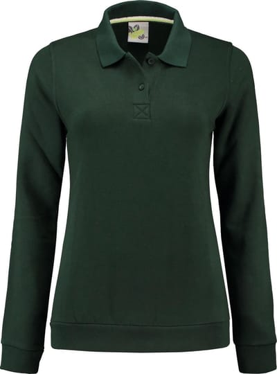 Lemon & Soda polosweater voor dames in de kleur forest green in de maat L.