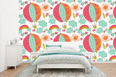 Behang - Fotobehang Konijn - Patroon - Baby - Breedte 385 cm x hoogte 240 cm