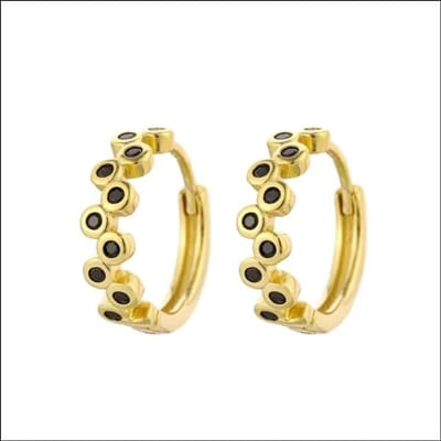 Aramat Jewels | Oorringen | Zilveren Oorringen 12mm met Zirkonia Steentjes | Zwarte-zirkonia-steentjes | |12mm | Zilver | Kinderen, Volwassenen | Verkleurd niet
