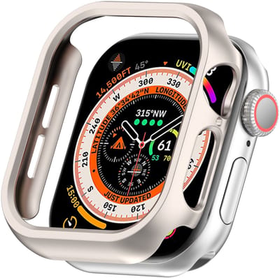 By Qubix - Hard case 42mm (open front) - Sterrenlicht / starlight - Geschikt voor Apple Watch 42mm (series 10) hoesje - screenprotector - Bescherming iWatch - Bescherm hoesje