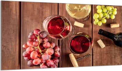 TMK ArtDeko Serie - Glazen Beschermer - 90x52 cm - Wijnmotief - Gehard Glas