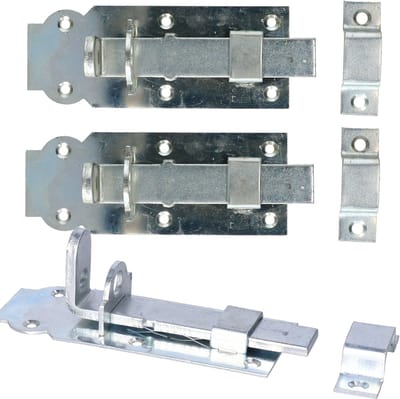 Deltafix schuifslot/hangslotschuif - 3x - 14 x 4.5cm - zilver verzinkt staal - deur - schutting - hek