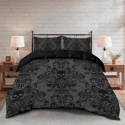 3-delige Dekbedset met Schedelbloemdessin, Inclusief 1 Dekbedovertrek en 2 Kussenslopen, Geschikt voor Alle Seizoenen UStwin168x229cm