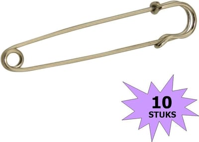 Fako Bijoux® - Sierspeld - Sjaalspeld - Vestsluiting - Vestspeld - Veiligheidsspeld - Classic - 75mm - 10 Stuks - Zilverkleurig