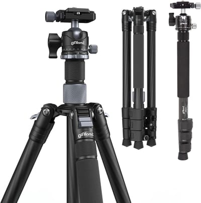 Lichtgewicht Carbon Tripod met Center Column en Afneembare Monopod, 158cm Hoog, 360° Balhoofd, Snelle Bevestiging, Opslag 40cm, Tot 12kg Belastbaar