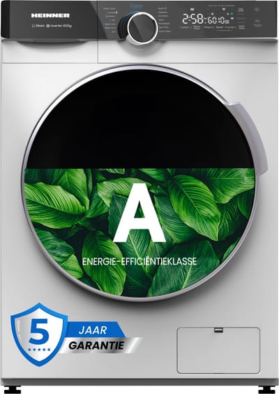 Heinner HWDM-M814IVKA Slanke Was-droogcombinatie - 8 kg Wassen / 6 kg Drogen - 1400 tpm - Stoomfunctie - Energieklasse A/D - Inverter Motor - LED Touch Display - 5 Jaar Garantie - Wit