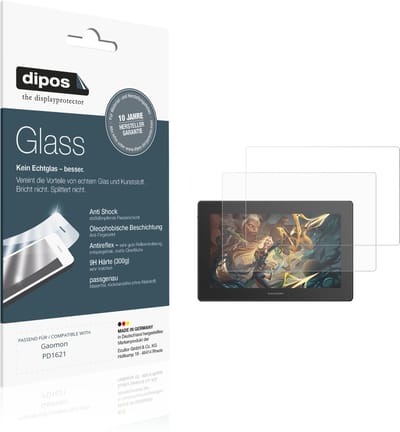 dipos – 2x Matte Pantserfolie geschikt voor Gaomon PD1621 | 9H Screenprotector
