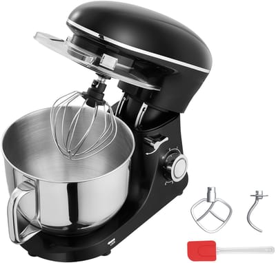 Keukenmachine, 8,3 QT Deegmixer, 1400 W, 6+P Snelheden, Keukenmachine met Kantelbare Kop en Roestvrijstalen Kom, Deeghaak, Garde, Platte Klopper, Schraper