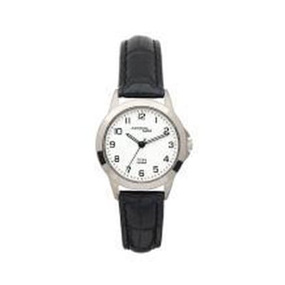 adora Saphir glas zwart leren band AS4144