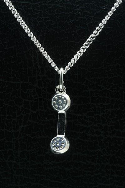 Zilveren Telefoonhoorn ketting hanger