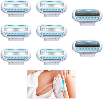 8-delige Scheermesjes Set voor Dames - Gladde Reservemesjes met Vochtinbrengend Kussen - Geschikt voor Lichaamscontouren - Navulmesjes voor dames.