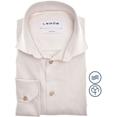 Ledûb Overhemd Easy-Care Fine-Structure Cotton Licht Zand-Zand / male