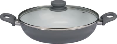 Ernesto Keramische Serveerpan - Met glas deksel - Grijs - 28cm - alle kookplaten geschikt - inductie