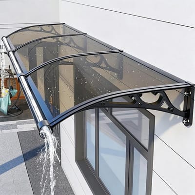 Voordeur Luifel - Regenbescherming - Droge Entree Houden - Stootvast Polycarbonaat - 100x180cm - Bruin