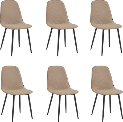 Colenis® - Milou Eetkamerstoelen - Set Van 6 - Taupe - Linnen Stof - Industrieel - Stoelen