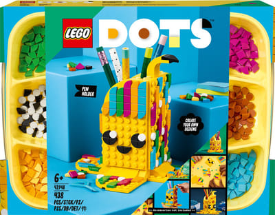 LEGO® DOTS Grappige banaan - pennenhouder 41948 knutselset; aanpasbare kamerdecoratie die kinderen kunnen versieren met vrolijke, kleurrijke tegels; heerlijke speelset met een fruitthema voor kinderen vanaf 6 jaar (438 onderdelen)