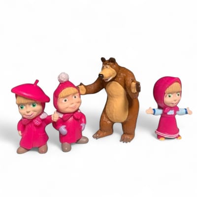 Masha en de beer - speelfiguren - 5 stuks - Taarttopper - bekend van tv