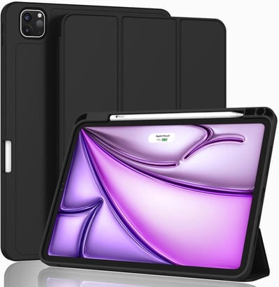 Tablet Hoes Geschikt voor iPad Air 13 Inch Hoes Zwart - Tri-fold Tablet Hoesje Case, iPad Air M4 (2026) iPad M3 (2025) / Air 13 inch (2024) M2 Trifold Stand Smart Case