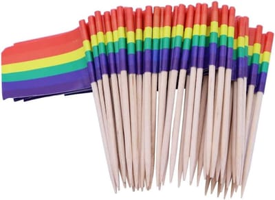 Vlag Tandenstokers - Feest Decoratie - Taarten Versieren - Dubbelzijdig Bedrukt - 100 Stuks - Regenboog