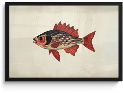 Poster in lijst - Fotolijst 60x40 cm - Posters - Schubben - Rood - Vis - Vinnen - Posterlijst zwart - Decoratie - Wanddecoratie woonkamer - Muurdecoratie slaapkamer