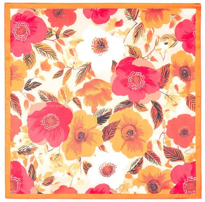 Zomersjaals met bloemenmotief, gemaakt van polyester, perfect als vakantie-/strandaccessoire. - Oranje