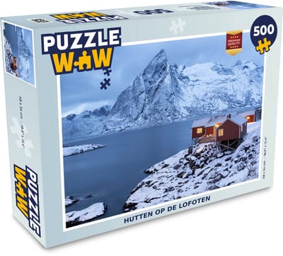Puzzel Hutten op de Lofoten - Legpuzzel - Puzzel 500 stukjes