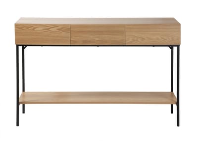 CALICOSY - Console met 3 lades en 1 onderste plank, decor van hout en zwart metaal, L120 cm - TESSA