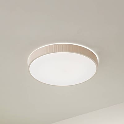 Lindby - LED plafondlamp- met dimmer - 1licht - Kunststof, metaal - H: 8 cm - wit, beige - Inclusief lichtbron