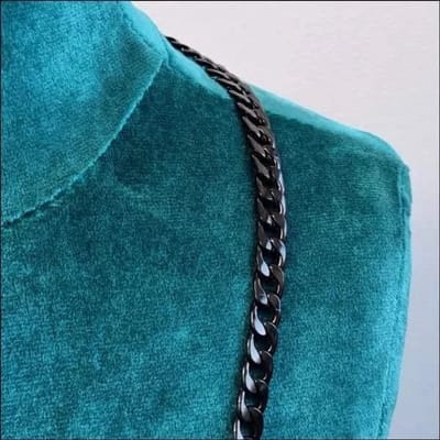 Aramat Jewels | Halskettingen | Zwarte Gourmet Schakelketting RVS | 60cm / 8mm |60cm | | Staal | Volwassenen | Verkleurd niet