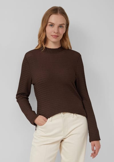 Semi-doorzichtige lange mouw T-shirt met hoge kraag voor dames s.Oliver