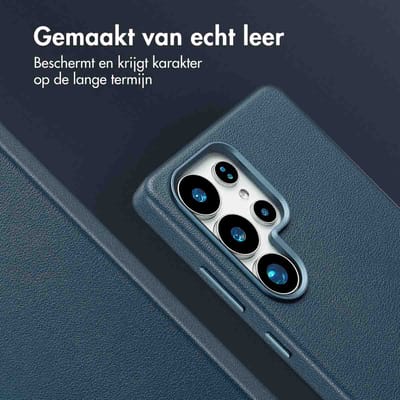 Accezz Hoesje - Geschikt voor Samsung Galaxy S25 Ultra - Magnetische Ring Leather Backcover - Nightfall Blue