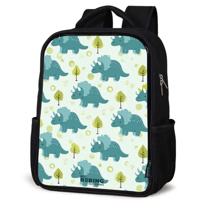 NoBoringSuitcases.com® - Rugzak zwart jongens - Schooltas jongen - NoBoringSuitcases.com® - Rugzak zwart - Schooltas jongen & meisje - Triceratopsen tussen boompjes - Rugtas voor school - Boekentas kind - Schoolrugzak - Kinderrugzak