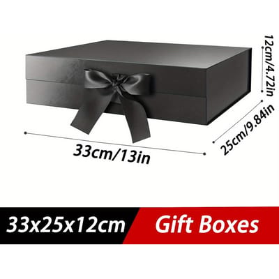 1 st Zwarte Magnetische Cadeaubox met Deksel, 33x25x12cm Grote Cadeauboxen voor Bruidsmeisje Bruidsjonge Voorsteldozen, Rechthoekige Cadeaubox voor Bruiloft, Verjaardag 33x25x12cm zwart