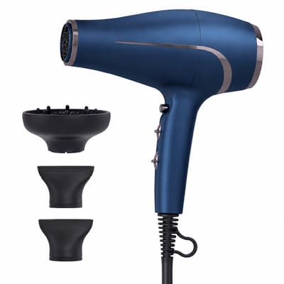 Professionele haardroger - 2400 W - krachtige luchtstroom - 3 warm/koudeluchtstanden - blaasmond en diffuser - blauw