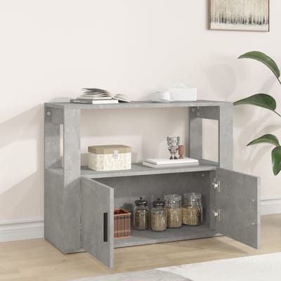 vidaXL - Dressoir - 80x30x60 - cm - bewerkt - hout - betongrijs