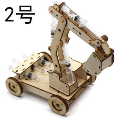 Doe-het-zelf Handgemaakt Houten Hydraulisch Graafmachine Model Kinderen Educatief Wetenschappelijk Experiment Ouder-kind Interactief Leer Speelgoed